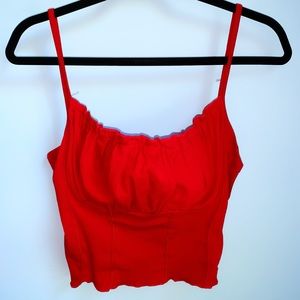 Lettuce-Frill Cropped Corset Cami Top